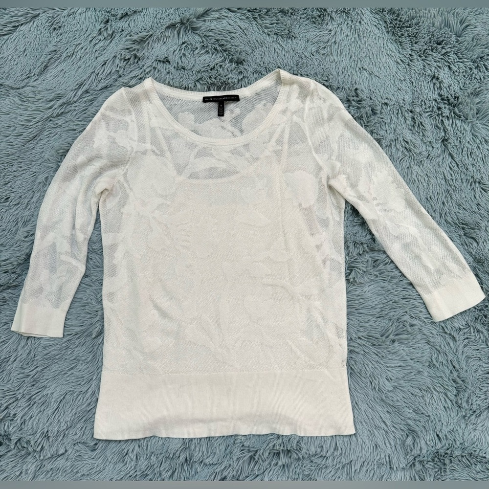 White House Black Market layered sweater with lace detail in medium